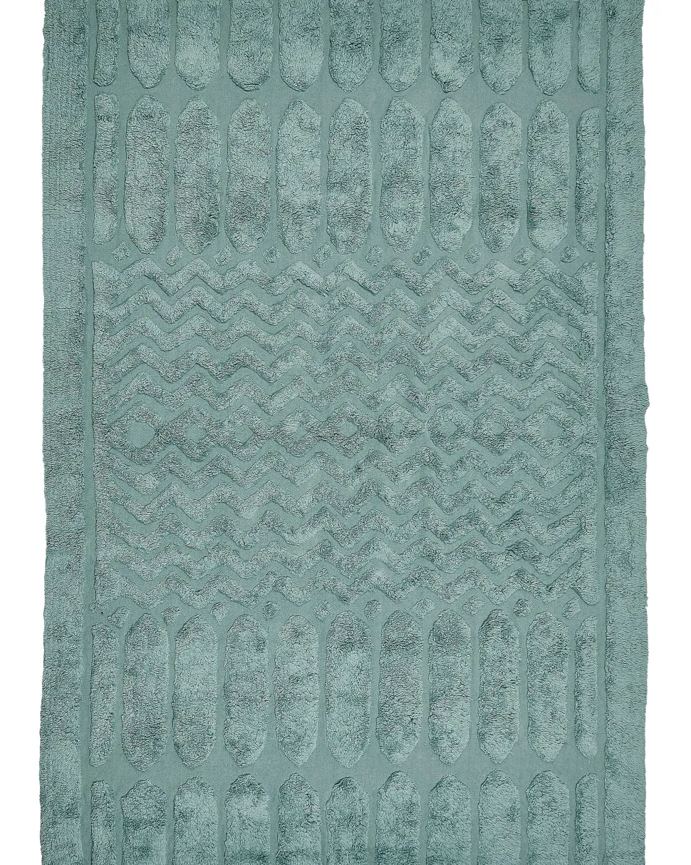 Teppich Baumwolle Mintgrun 160 X 230 Cm Geometrisches Muster Kurzflor Sirnak