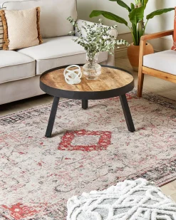 Teppich Baumwolle Rot / Beige 160 X 230 Cm Orientalisches Muster Kurzflor Attera