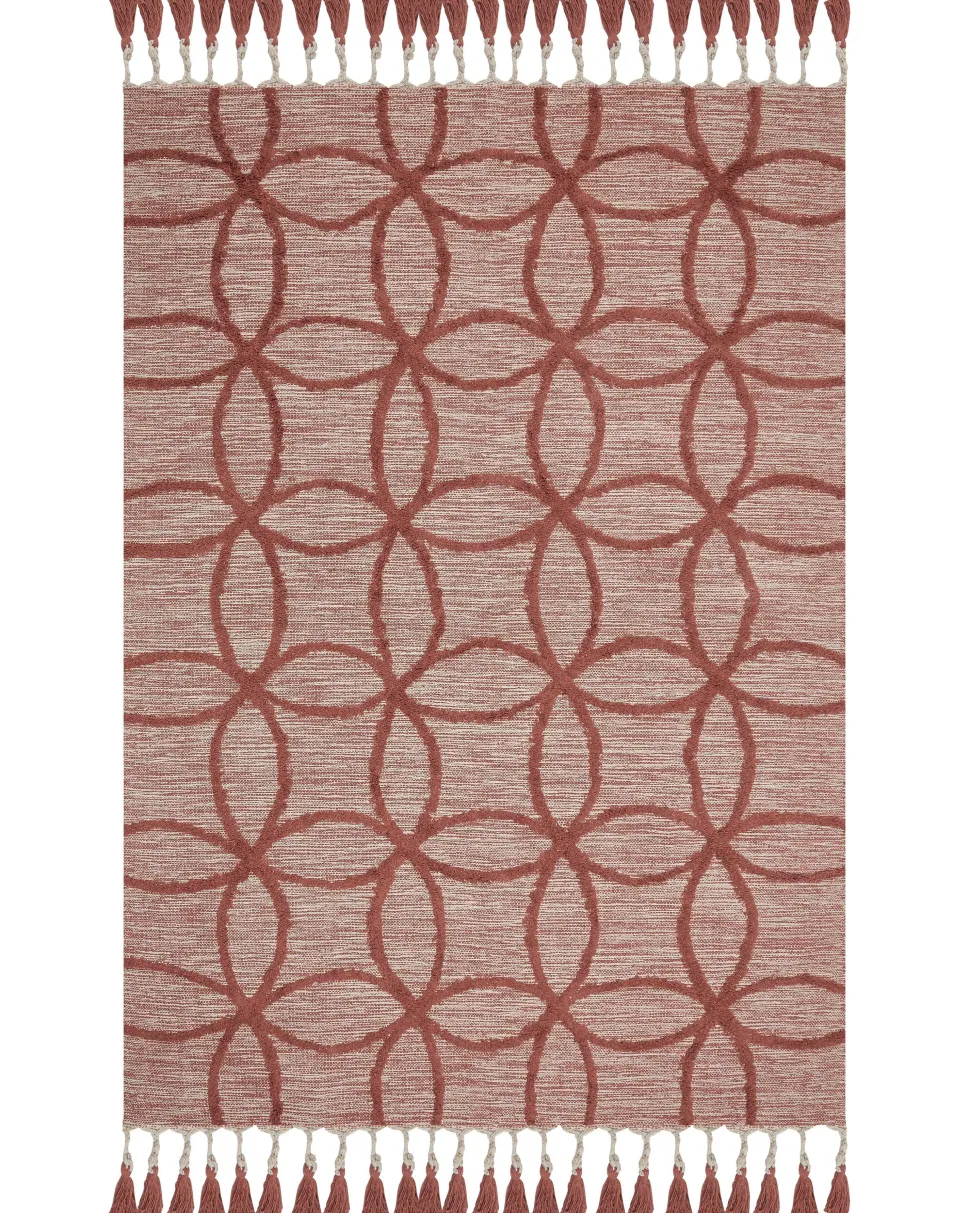 Teppich Baumwolle Rot 160 X 230 Cm Geometrisches Muster Kurzflor Kirsehir