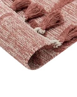 Teppich Baumwolle Rot 160 X 230 Cm Geometrisches Muster Kurzflor Kirsehir