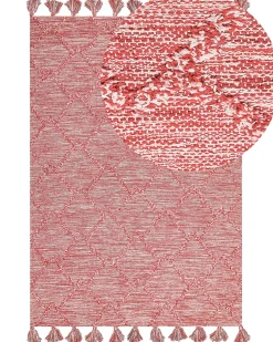 Teppich Baumwolle Rot 160 X 230 Cm Mit Quasten Nigde