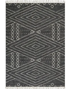 Teppich Baumwolle Schwarz / Weis 160 X 230 Cm Geometrisches Muster Kurzflor Khenifra