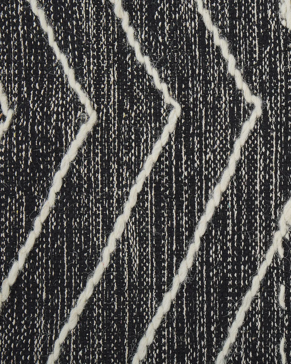 Teppich Baumwolle Schwarz / Weis 160 X 230 Cm Geometrisches Muster Kurzflor Khenifra
