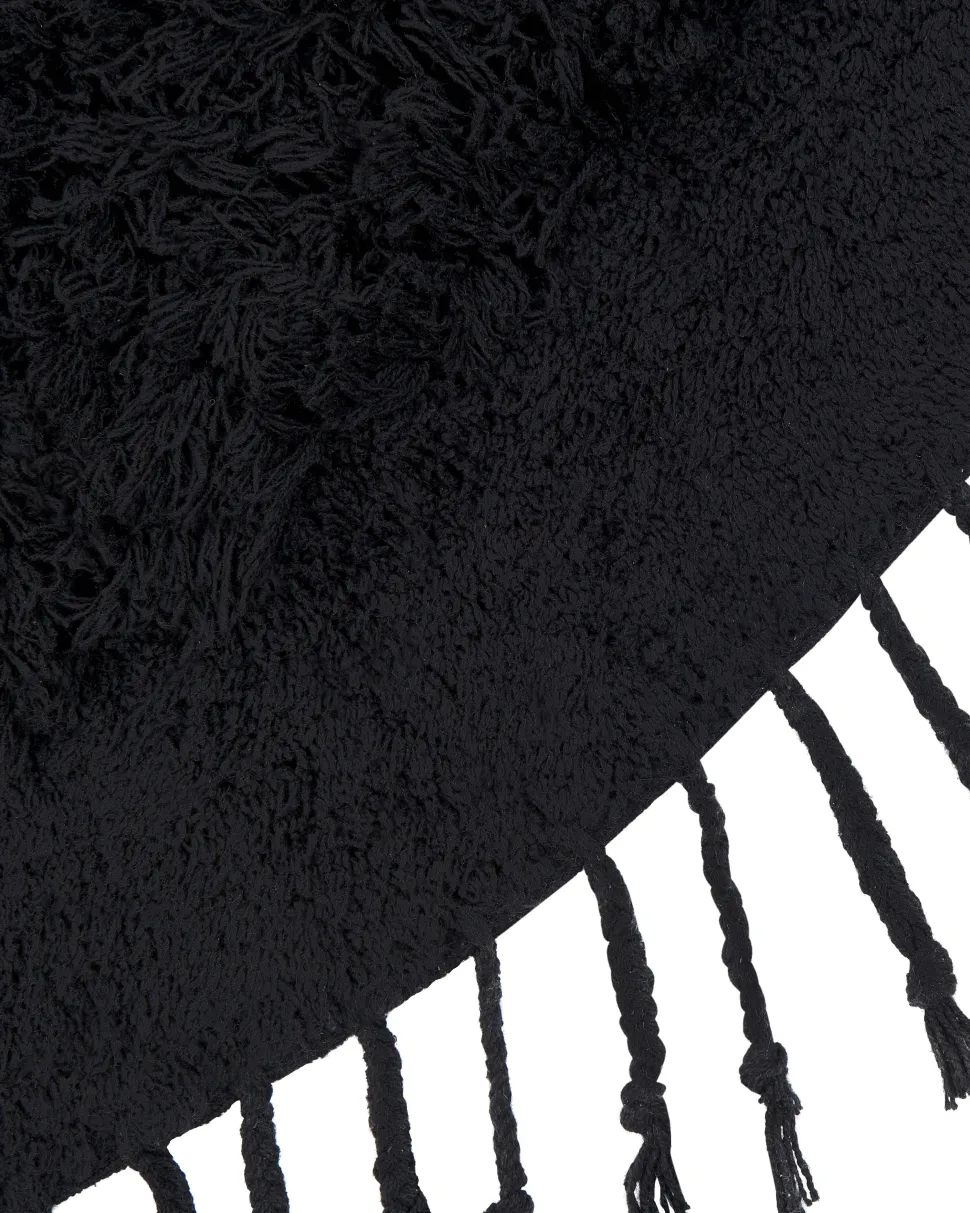 Teppich Baumwolle Schwarz 140 Cm Fransen Shaggy Bitlis