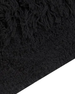 Teppich Baumwolle Schwarz 140 X 200 Cm Fransen Shaggy Bitlis