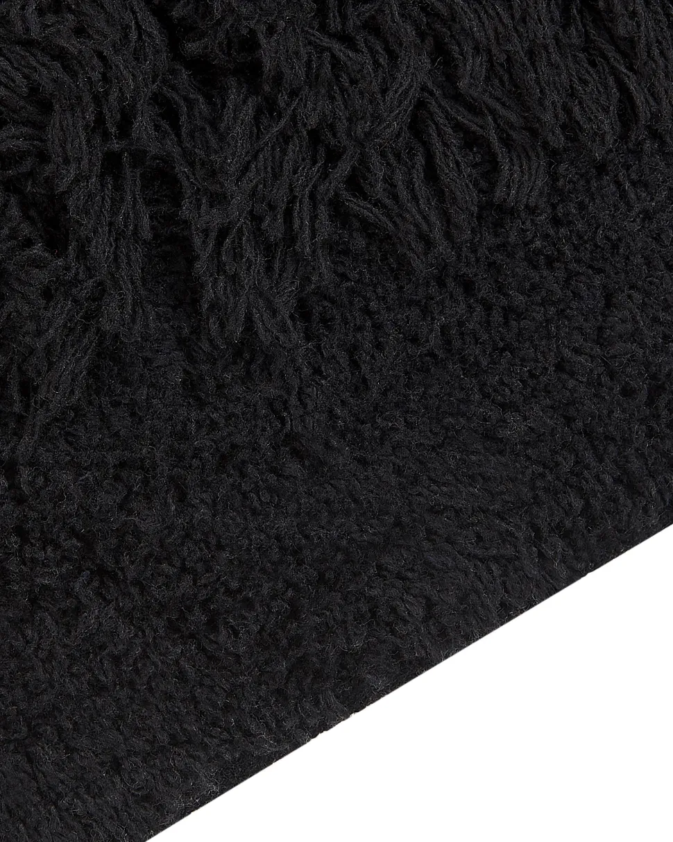 Teppich Baumwolle Schwarz 140 X 200 Cm Fransen Shaggy Bitlis