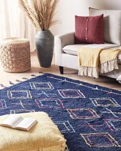 Teppich Baumwolle Schwarz 160 X 230 Cm Geometrisches Muster Corum