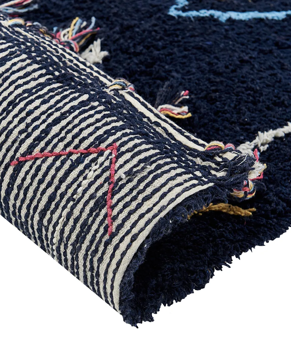 Teppich Baumwolle Schwarz 160 X 230 Cm Geometrisches Muster Corum