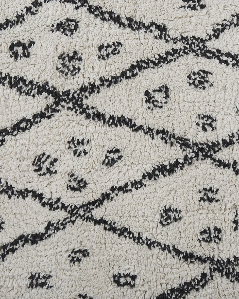 Teppich Baumwolle Weis / Schwarz 160 X 230 Cm Cm Kurzflor Agadir