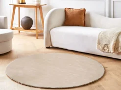 Teppich Beige 140 Cm Rund Kurzflor Gesi Ii