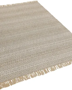 Teppich Beige 140 X 200 Cm Geometrisches Muster Kurzflor Zweiseitig Dortyol