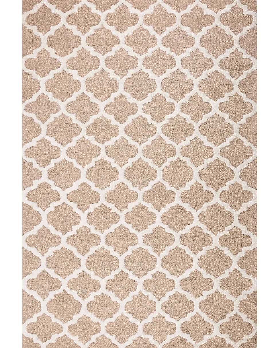 Teppich Beige 160 X 230 Cm Marokkanisches Muster Kurzflor Erbaa
