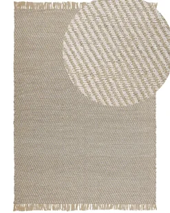 Teppich Beige 140 X 200 Cm Streifenmuster Kurzflor Zweiseitig Aladag