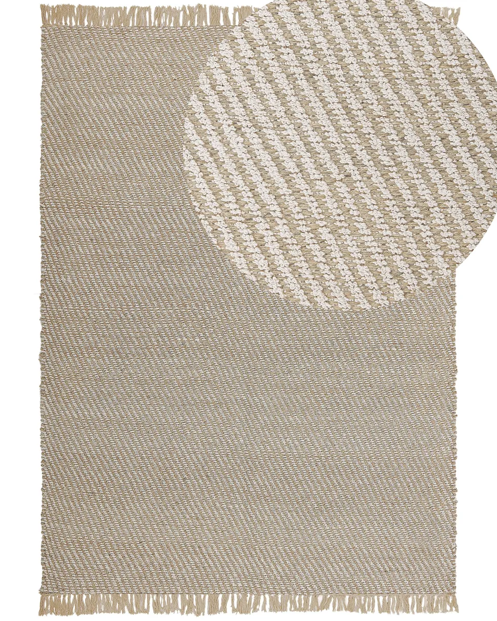 Teppich Beige 140 X 200 Cm Streifenmuster Kurzflor Zweiseitig Aladag