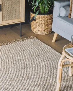 Teppich Beige 140 X 200 Cm Streifenmuster Kurzflor Zweiseitig Aladag
