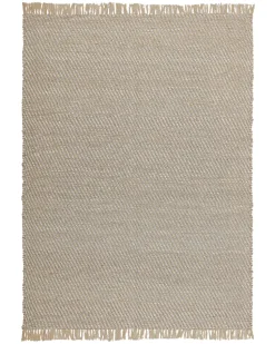 Teppich Beige 140 X 200 Cm Streifenmuster Kurzflor Zweiseitig Aladag