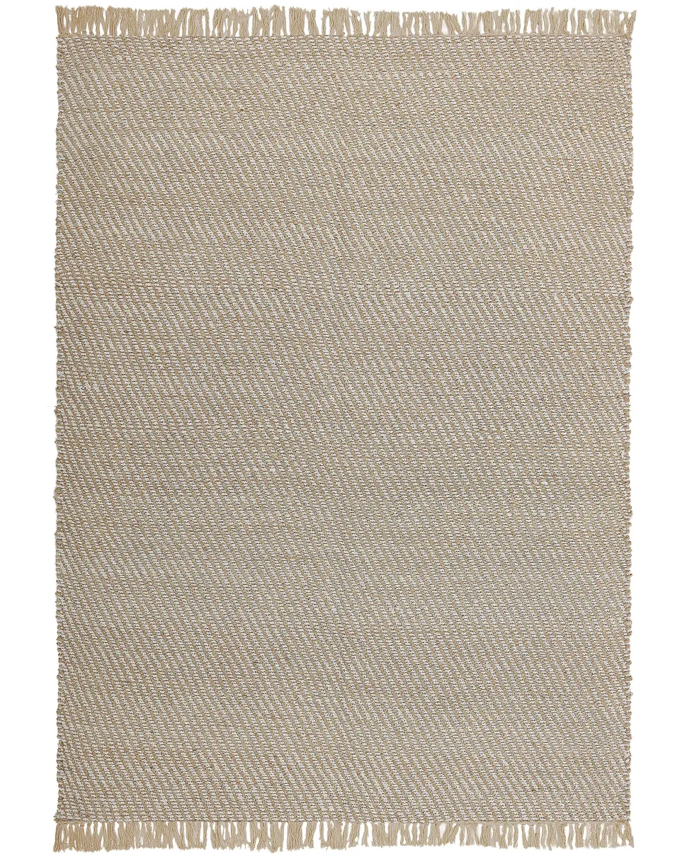 Teppich Beige 140 X 200 Cm Streifenmuster Kurzflor Zweiseitig Aladag