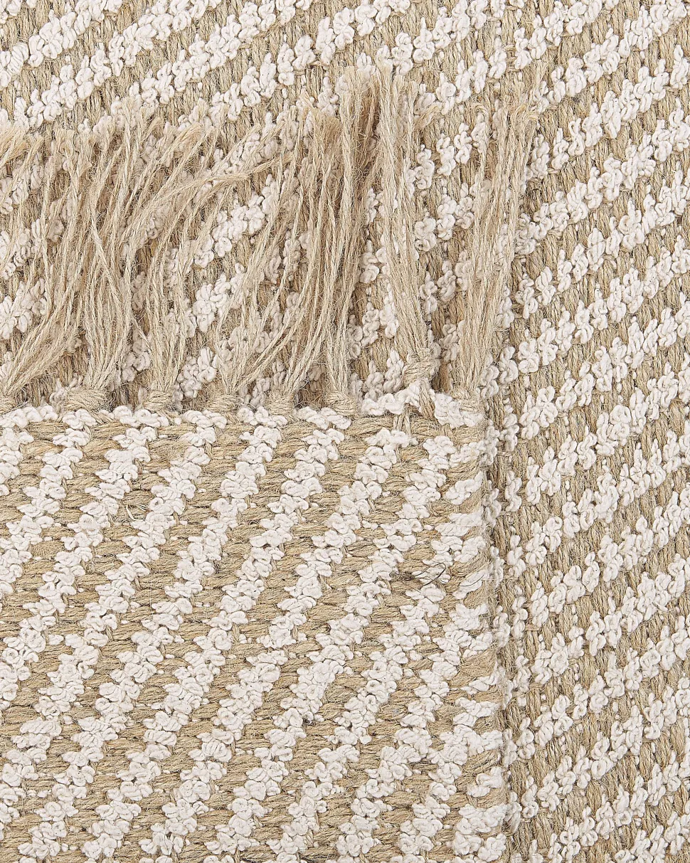 Teppich Beige 140 X 200 Cm Streifenmuster Kurzflor Zweiseitig Aladag