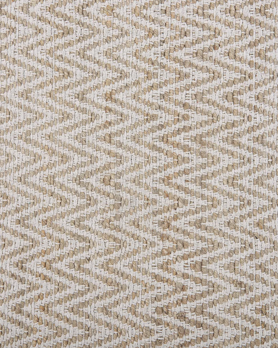 Teppich Beige 140 X 200 Cm Zickzack-Muster Kurzflor Zweiseitig Afrin