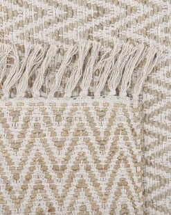 Teppich Beige 140 X 200 Cm Zickzack-Muster Kurzflor Zweiseitig Afrin