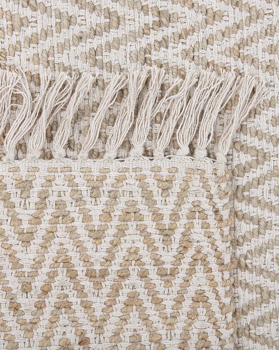 Teppich Beige 140 X 200 Cm Zickzack-Muster Kurzflor Zweiseitig Afrin