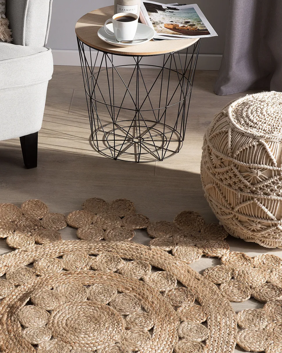 Teppich Beige Jute O 120 Cm Birecik
