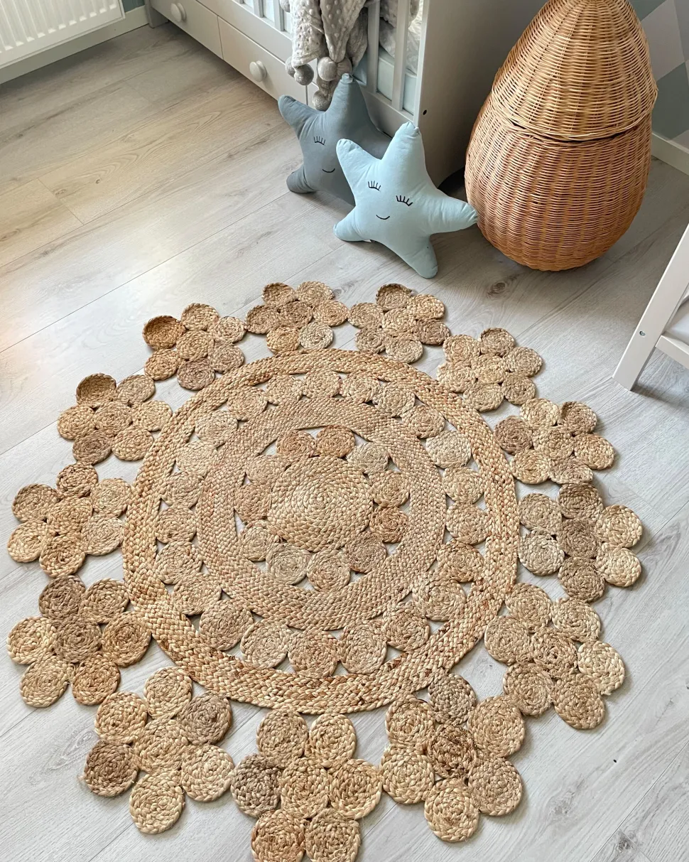 Teppich Beige Jute O 120 Cm Birecik
