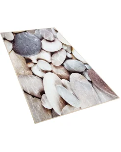 Teppich Beige Steinoptik 80 X 150 Cm Kurzflor Denizli