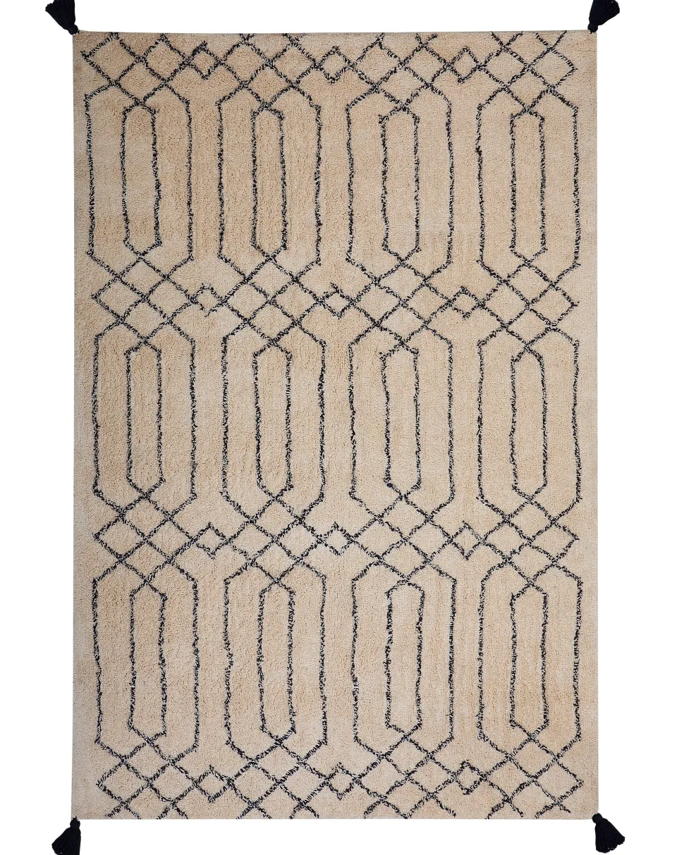 Teppich Beige/Schwarz 160 X 230 Cm Shaggy Maltepe
