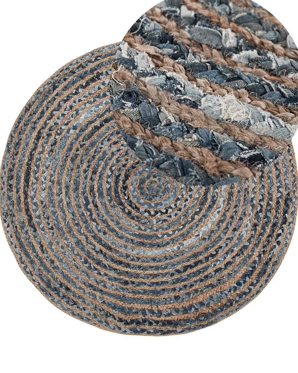 Teppich Blau / Beige O 120 Cm Patchwork Kurzflor Maslak