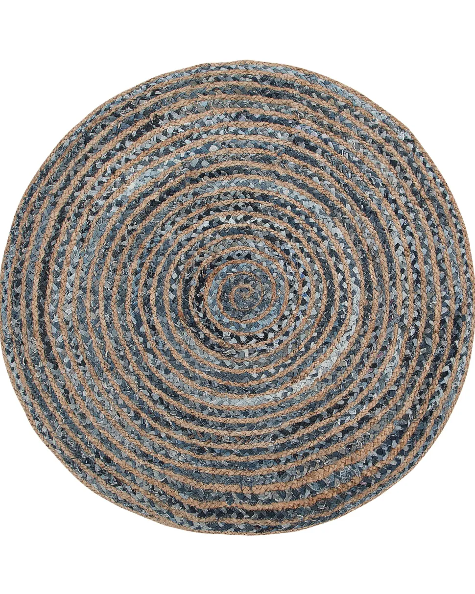 Teppich Blau / Beige O 120 Cm Patchwork Kurzflor Maslak