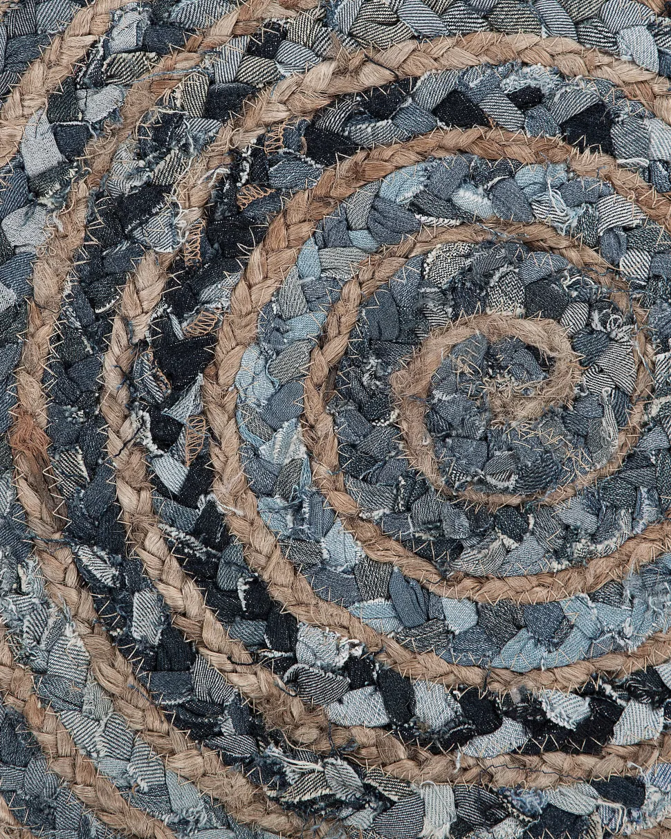 Teppich Blau / Beige O 120 Cm Patchwork Kurzflor Maslak