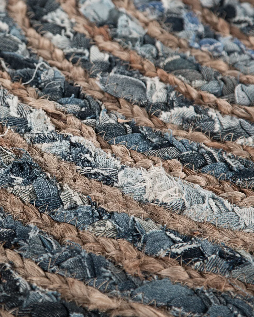 Teppich Blau / Beige O 120 Cm Patchwork Kurzflor Maslak