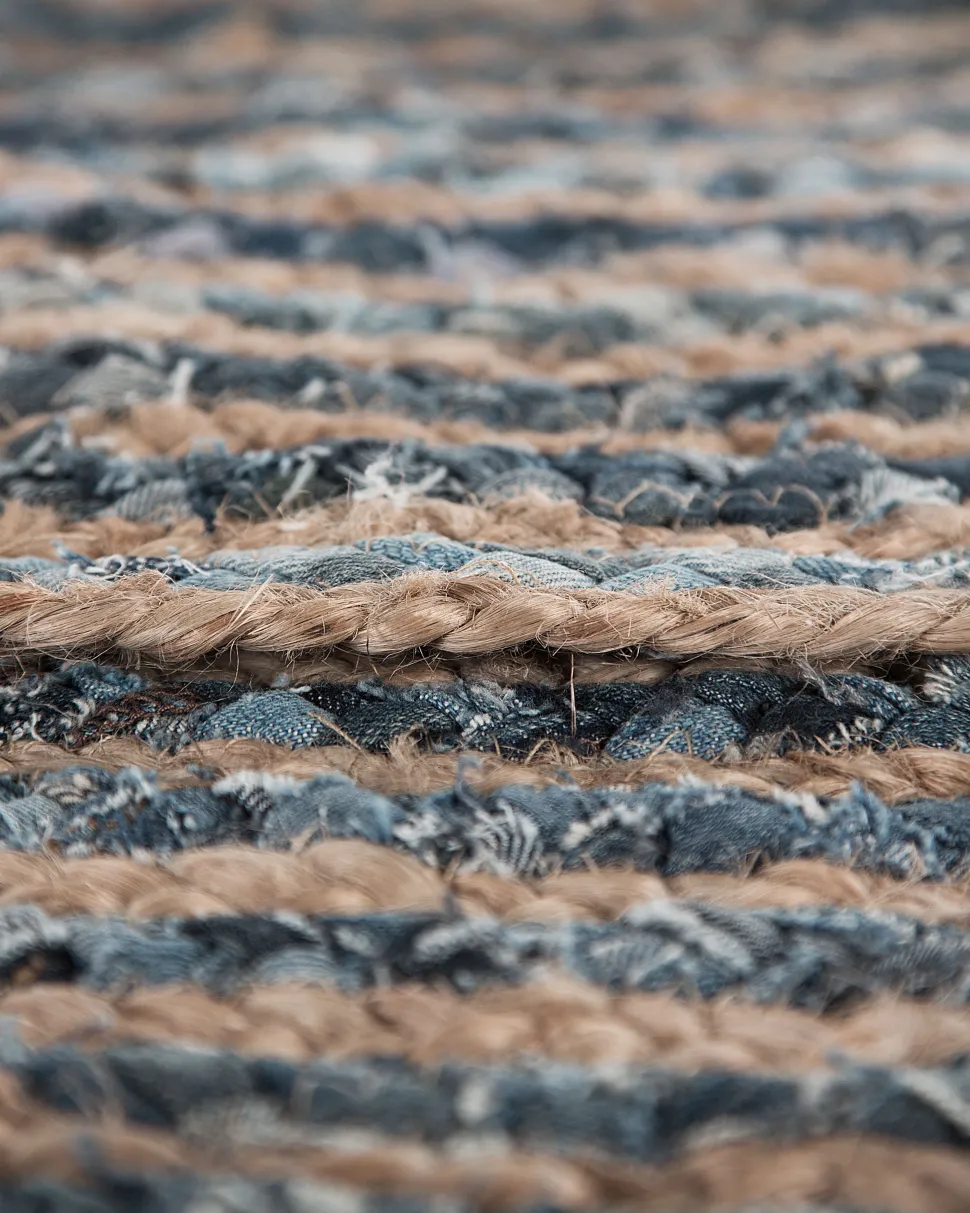 Teppich Blau / Beige O 120 Cm Patchwork Kurzflor Maslak