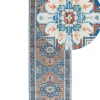 Teppich Blau / Orange Orientalisches Muster 80 X 240 Cm Kurzflor Ritapuram