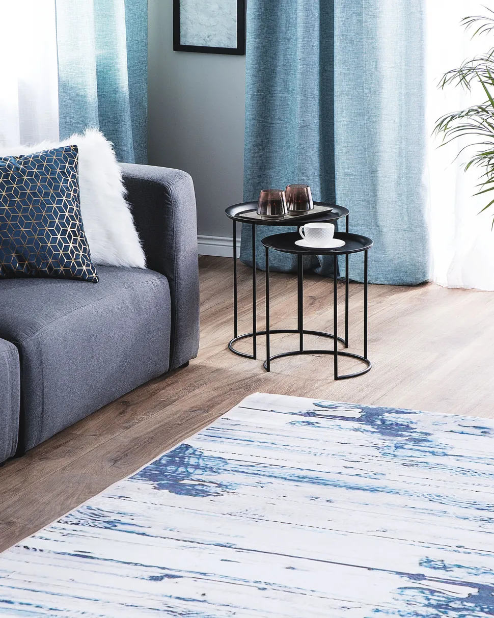 Teppich Blau 160 X 230 Cm Kurzflor Burdur