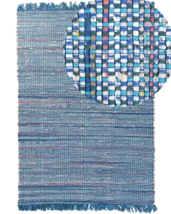 Teppich Blau 140 X 200 Cm Kurzflor Besni