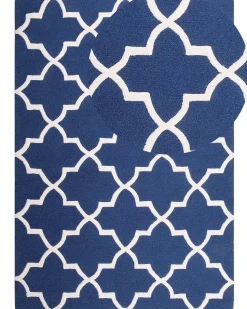 Teppich Blau 160 X 230 Cm Marokkanisches Muster Kurzflor Silvan