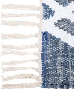 Teppich Blau 140 X 200 Cm Marokkanisches Muster Kurzflor Adiyaman