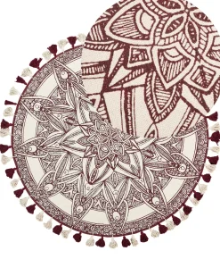Teppich Creme/Rot O 120 Cm Mandala-Muster Oltu