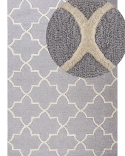 Teppich Grau 160 X 230 Cm Marokkanisches Muster Kurzflor Silvan