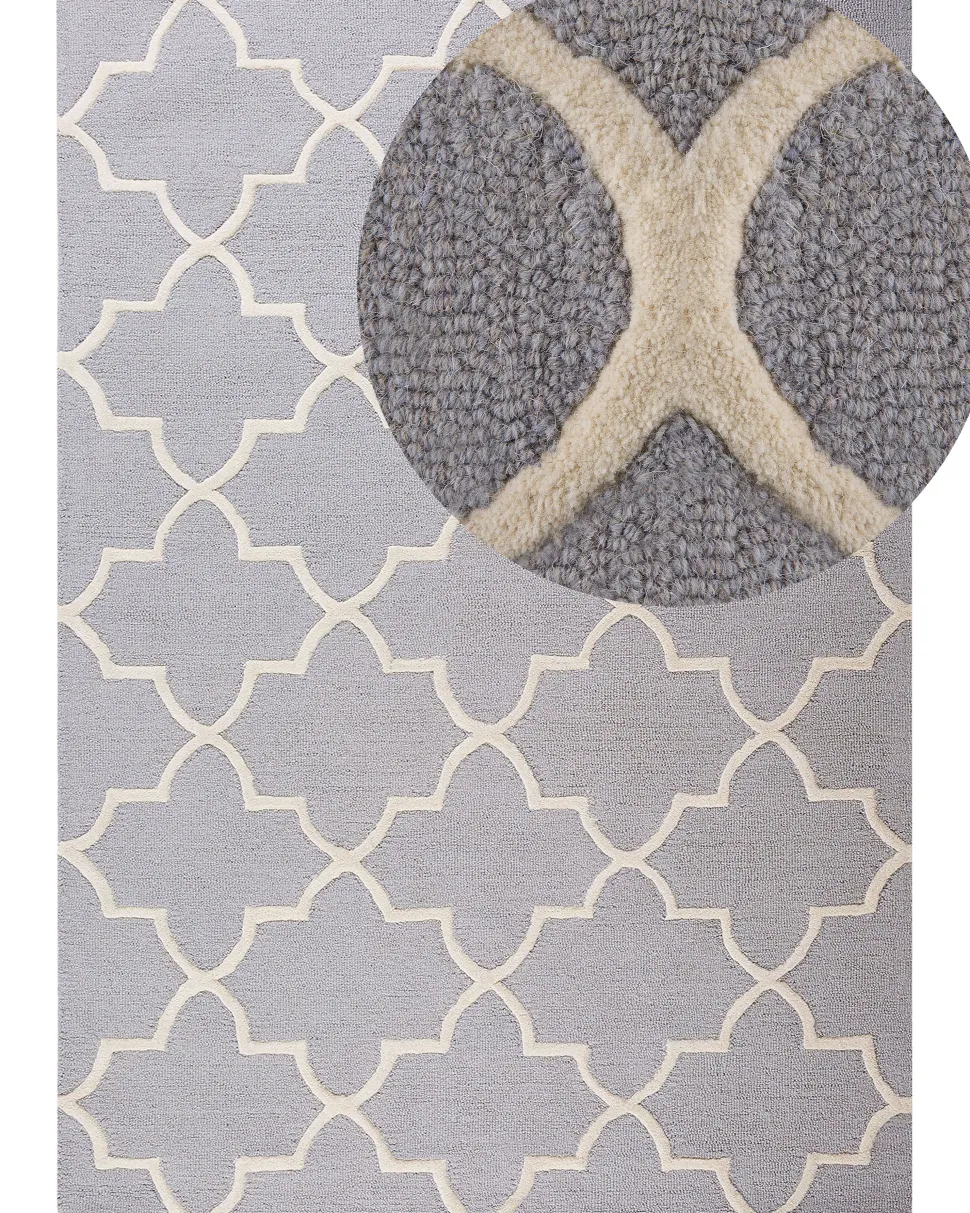 Teppich Grau 160 X 230 Cm Marokkanisches Muster Kurzflor Silvan