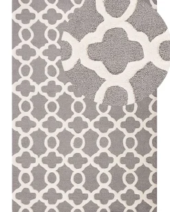 Teppich Grau 160 X 230 Cm Marokkanisches Muster Kurzflor Zile