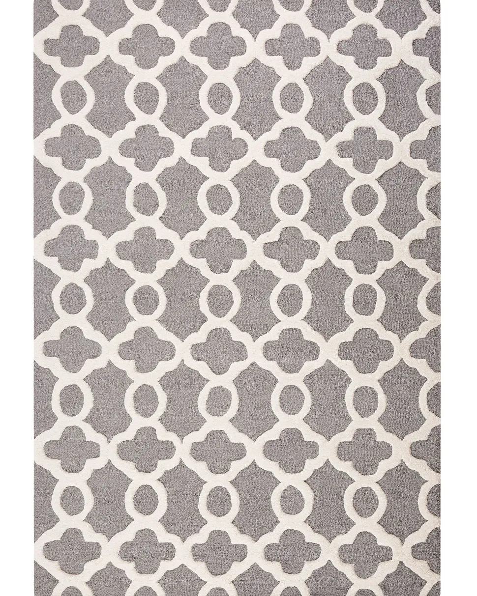 Teppich Grau 160 X 230 Cm Marokkanisches Muster Kurzflor Zile