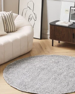 Teppich Grau Meliert 140 Cm Shaggy Demre