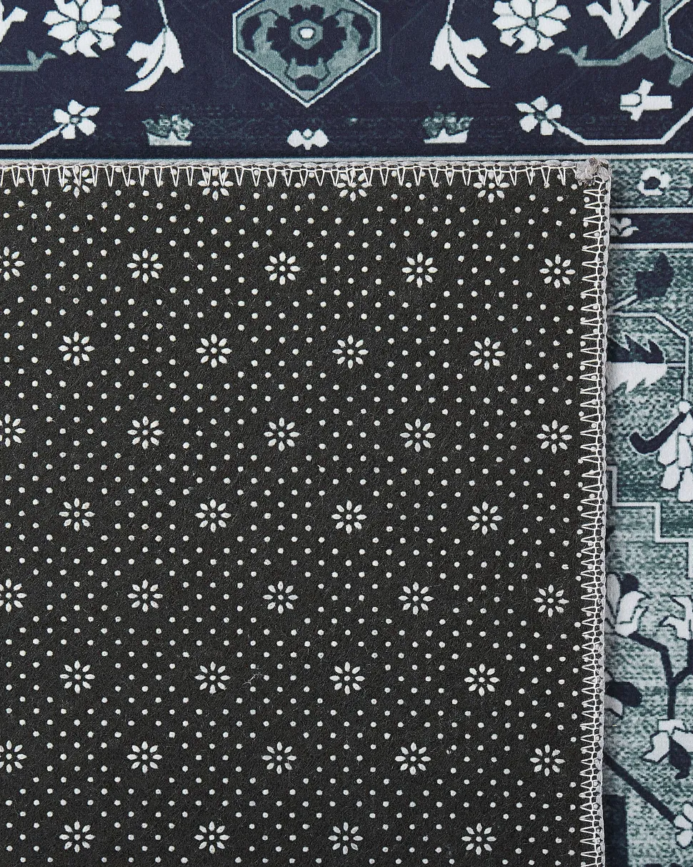 Teppich Grau Orientalisches Muster 80 X 300 Cm Kurzflor Vadkadam