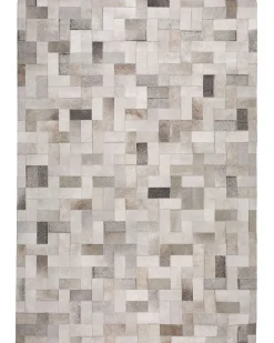 Teppich Grau-Beige 160 X 230 Cm Leder Korfez