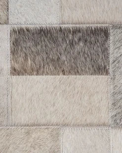 Teppich Grau-Beige 160 X 230 Cm Leder Korfez