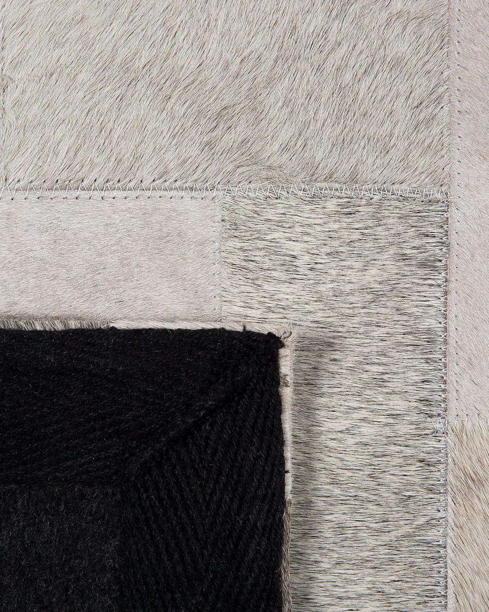 Teppich Grau-Beige 160 X 230 Cm Leder Korfez