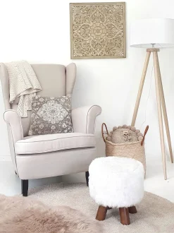 Teppich Hellbeige 140 Cm Shaggy Demre